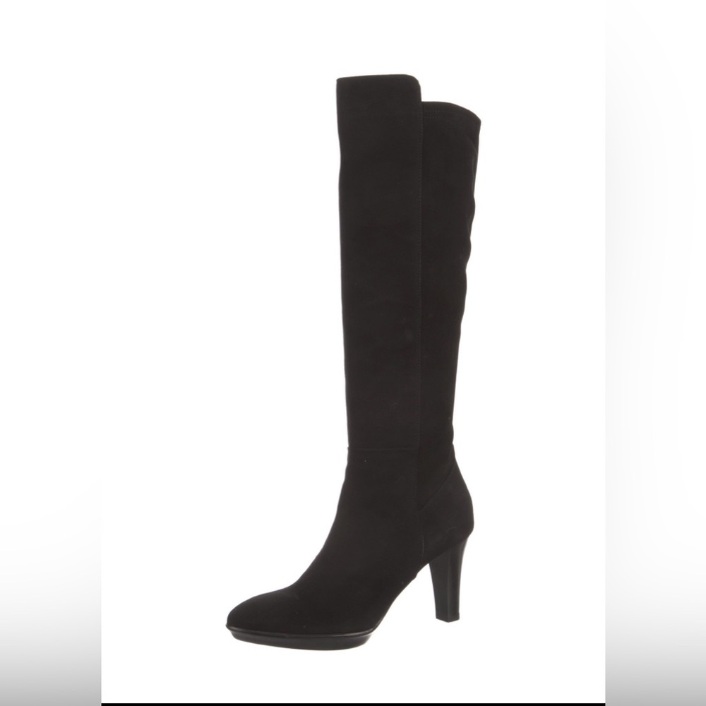 NWT Elegant AQUATALIA Black Suede Knee High Ladies Size US 8.5 Heeled Boots - Picture 1 of 4